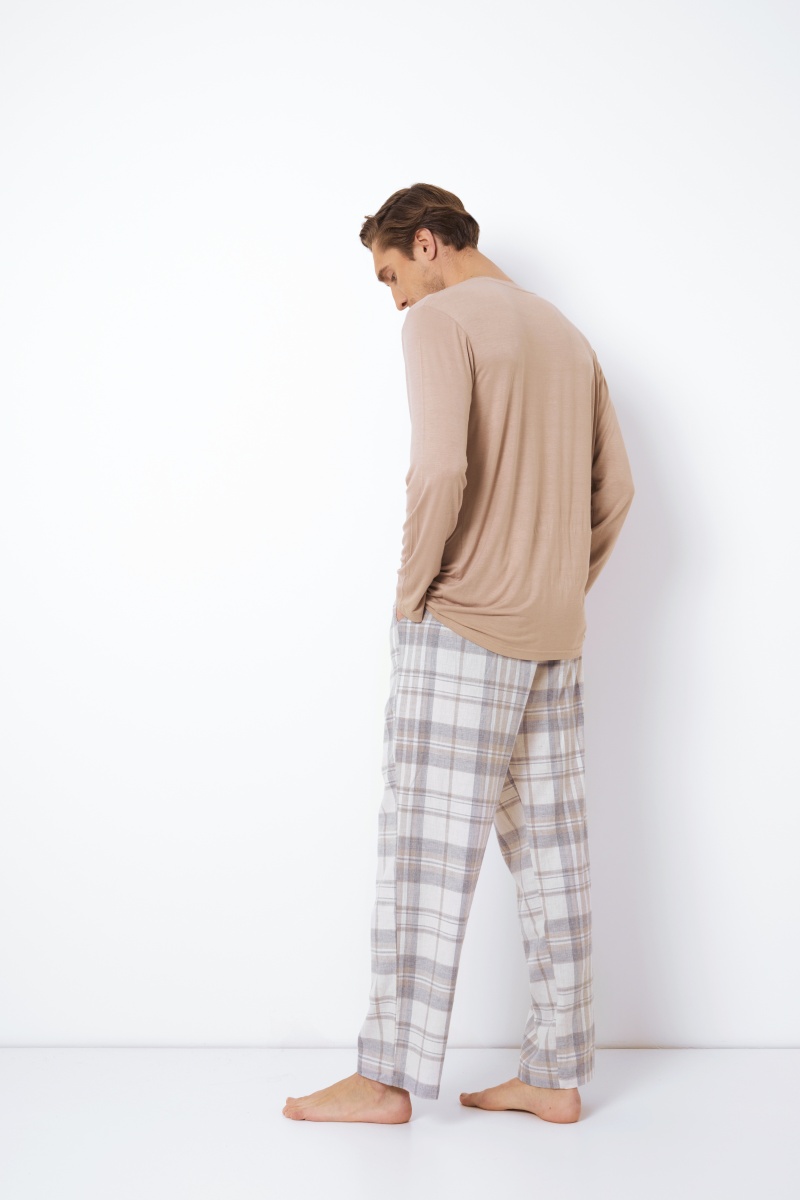 sku: AIDEN | Brand: Aruelle  | Size: Small Medium Large XLarge XXLarge  | Colors: Серый/Бежевый  | Бренды Aruelle | Мужская домашняя одежда Пижамы | Title: Пижама с брюками AIDEN